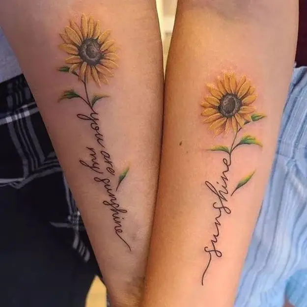 Sunflower Mother Daughter Tattoos