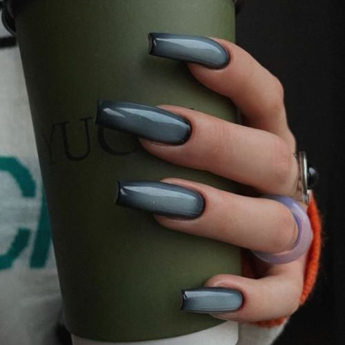 Dark Coffin Nail Designs