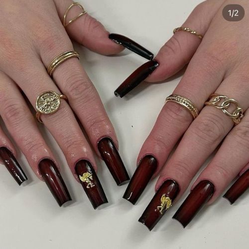 Dark Coffin Nail Designs