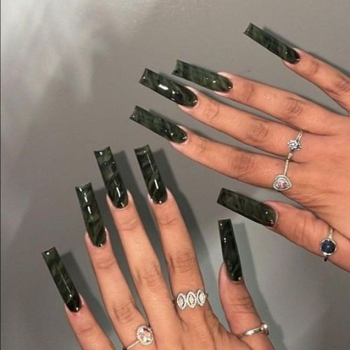 Dark Coffin Nail Designs