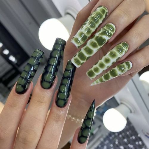 Dark Coffin Nail Designs