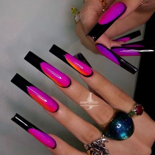 Dark Coffin Nail Designs