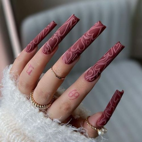 Dark Coffin Nail Designs