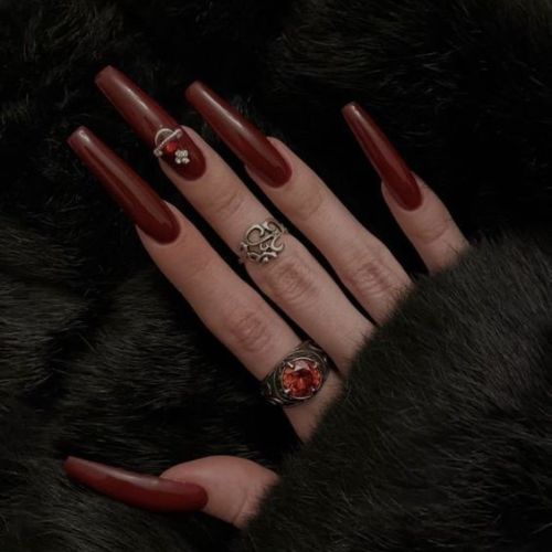 Dark Coffin Nail Designs