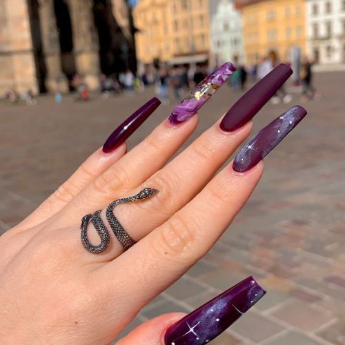 Dark Coffin Nail Designs