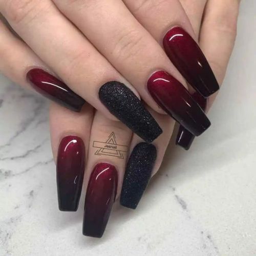 Dark Coffin Nail Designs