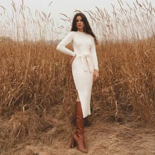 White Dress and Brown Boots