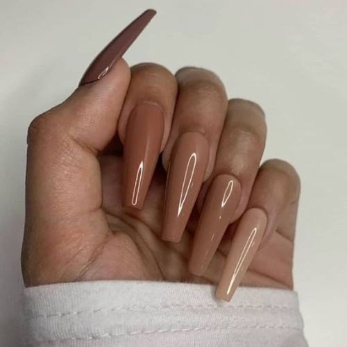 Nude Coffin Nail Designs