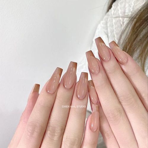 Nude Coffin Nail Designs