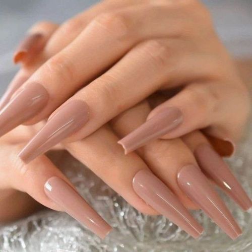 Nude Coffin Nail Designs