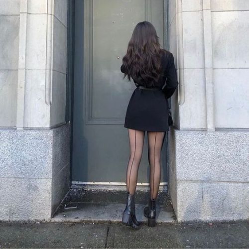 Black Shorts Sheer Tights Outfit