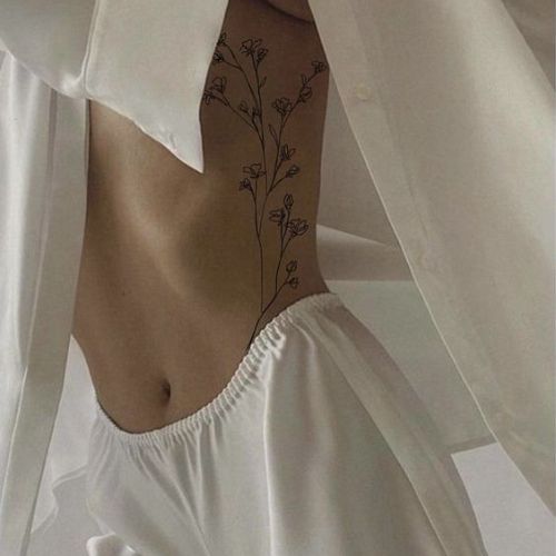 Flower Side Belly Tattoos