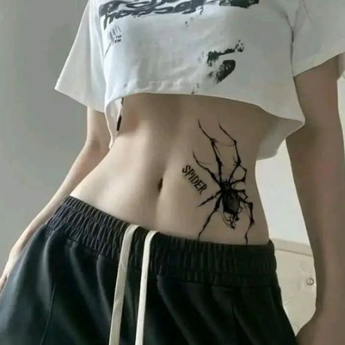 Side Belly Spider Tattoo