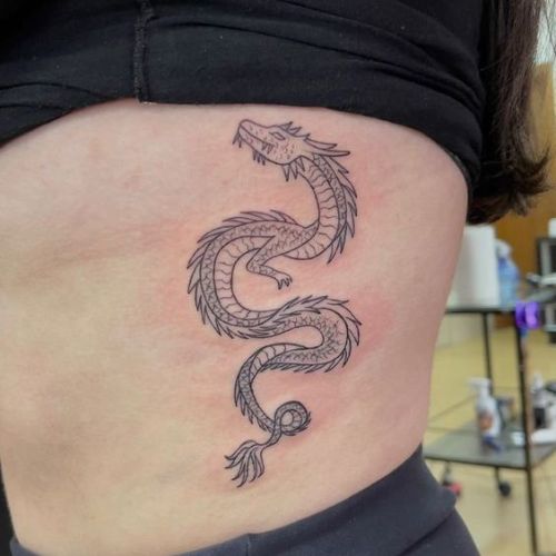 belly tattoos for women side dragon