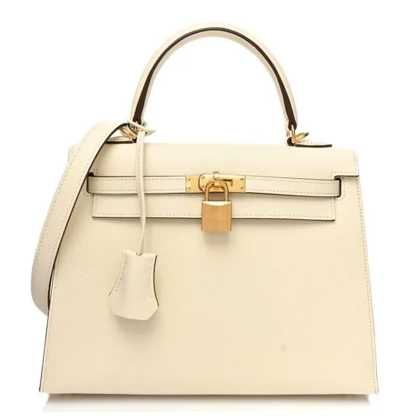 Hermes Kelly Sellier 25 Nata Epsom Handbag