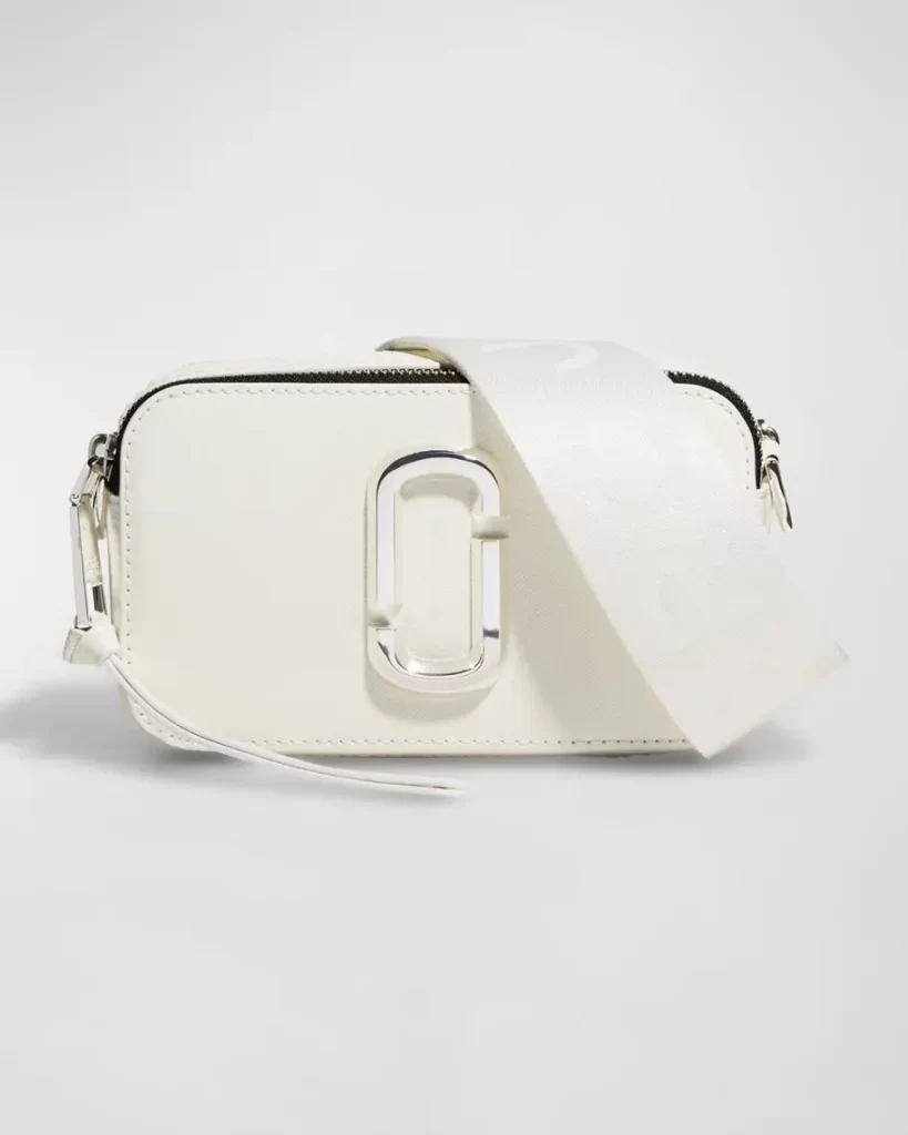 Marc Jacobs The Snapshot DTM Silver Leather Camera Bag