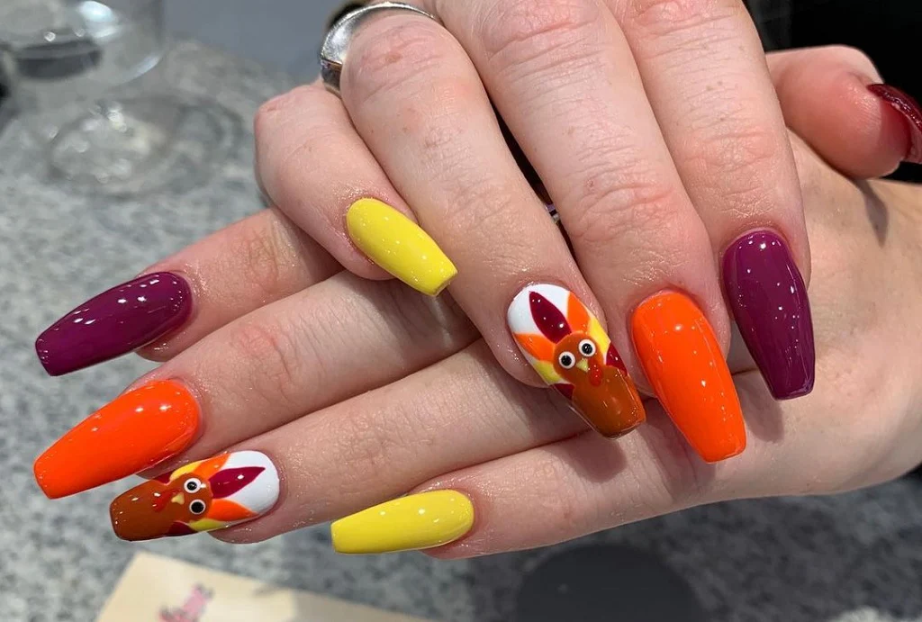 Hand turkey manicure designs