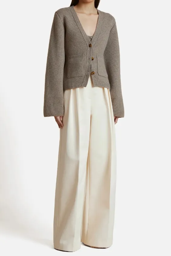 Cashmere cardigan with pleated trousers ladies