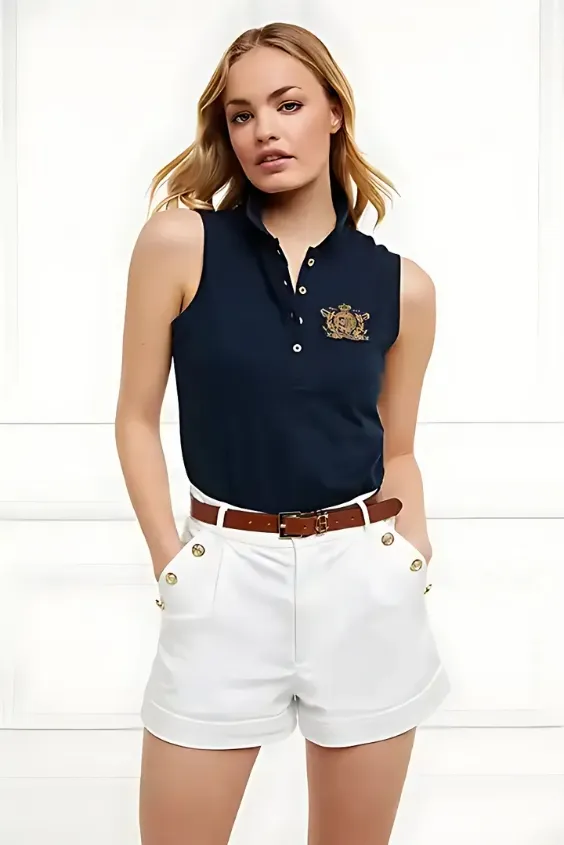 Ladies sleeveless polo with bermuda shorts