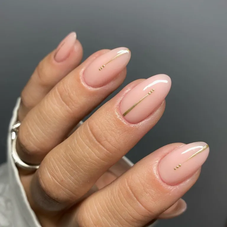 Nude and gold nails