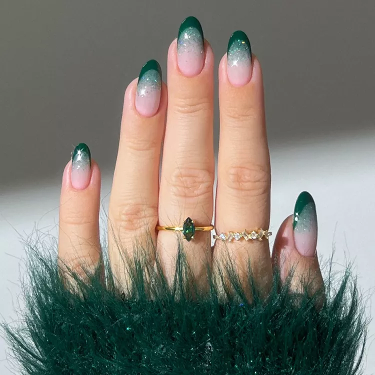 Green Ombre Christmas Nails