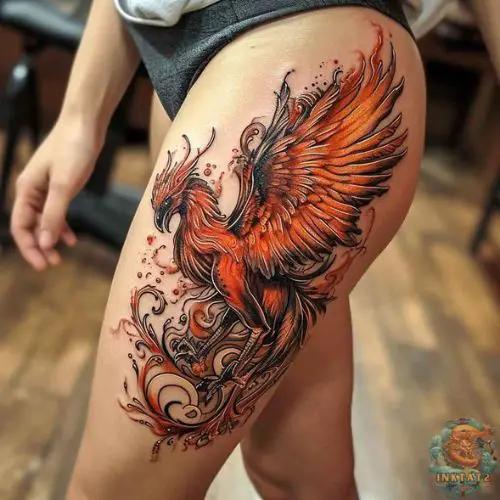 phoenix tattoo thigh women