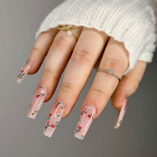 floral valentine nails