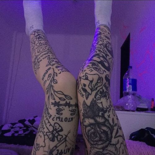 full leg tattoos women patchwork