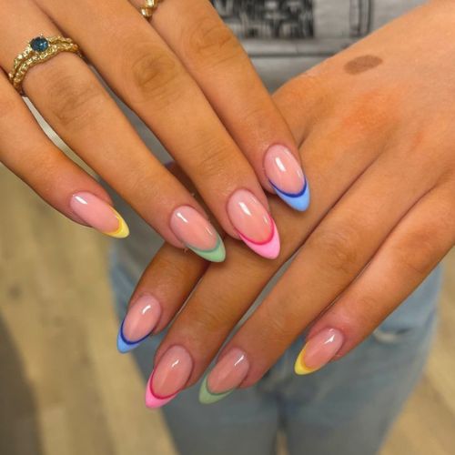 summer acrylic nails pastel french tips