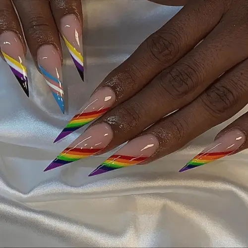 subtle rainbow pride nails